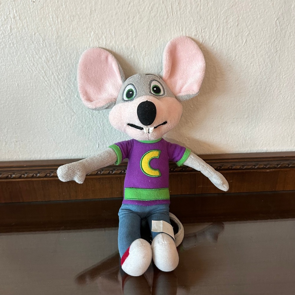 Chuck E Cheese Plush Mouse Mascot 14 Inch‎ Purple Shirt Stuffed Animal Toy